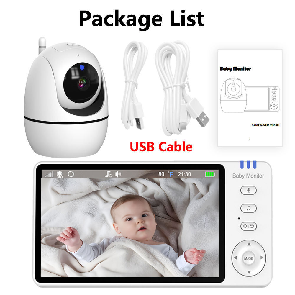 Wireless Video Baby Monitor 5 Inch HD Screen with 4X Zoom Night Vision