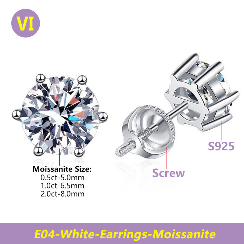 Thumbnail: 0.5CT–2CT Moissanite Stud Earrings in 925 Sterling Silver