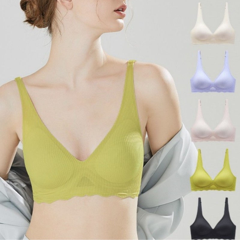 Thumbnail: OllyMurs 2PCS Seamless Push-Up Bralette Wireless Bra Set for Women