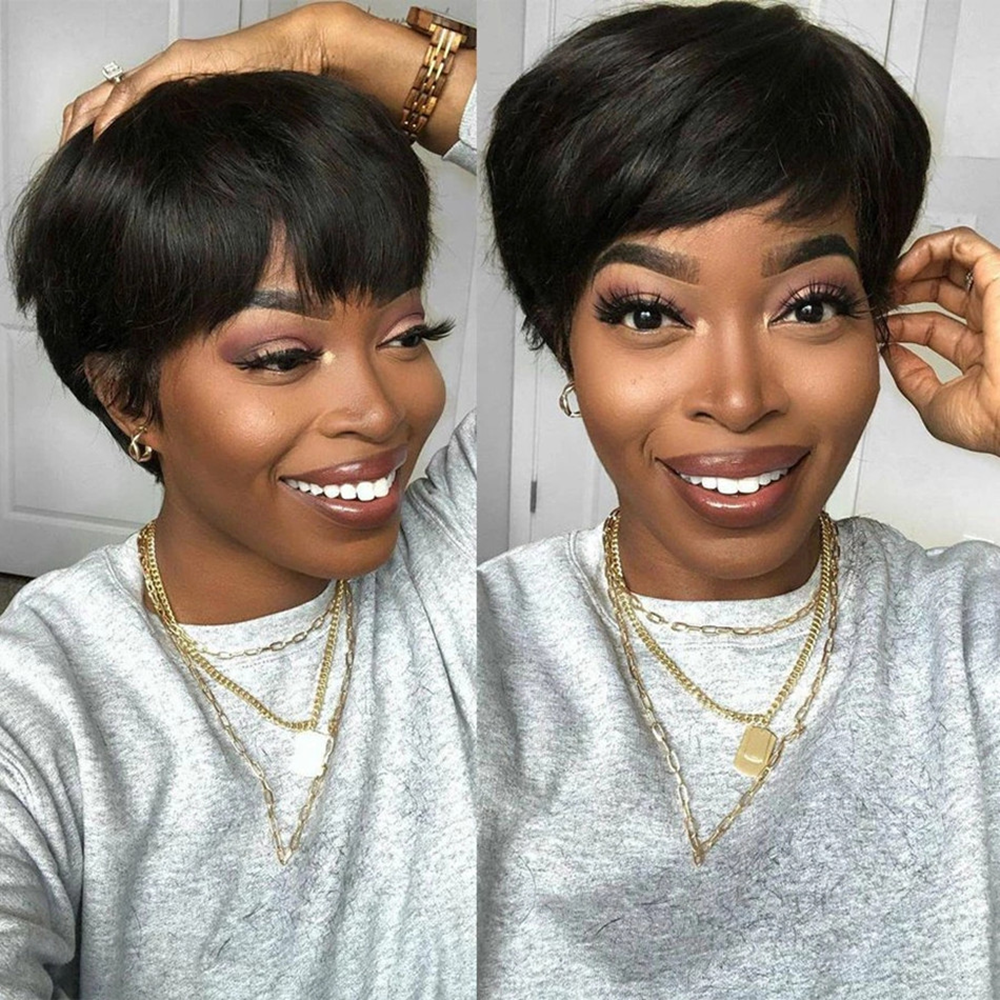 Pixie Cut Short Straight Brazilian Remy Human Hair Wig