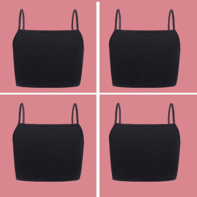 Thumbnail: 4pcs Girls’ Cotton Training Bra Set – Wire-Free Teen Underwear