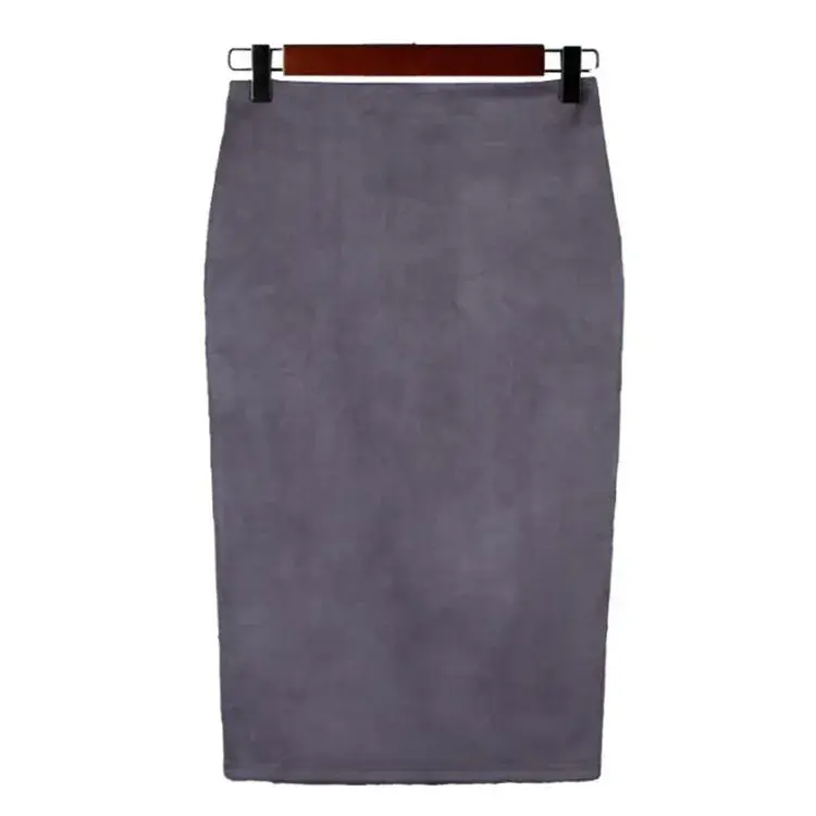 Thumbnail: High Waist Suede Pencil Skirt for Women in Stretchy Split Vintage Fashion