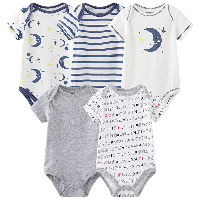 Thumbnail: 5PCS Cotton Newborn Clothes Boy/Girl Jumpsuit – Short Sleeve Baby Bodysuits Set
