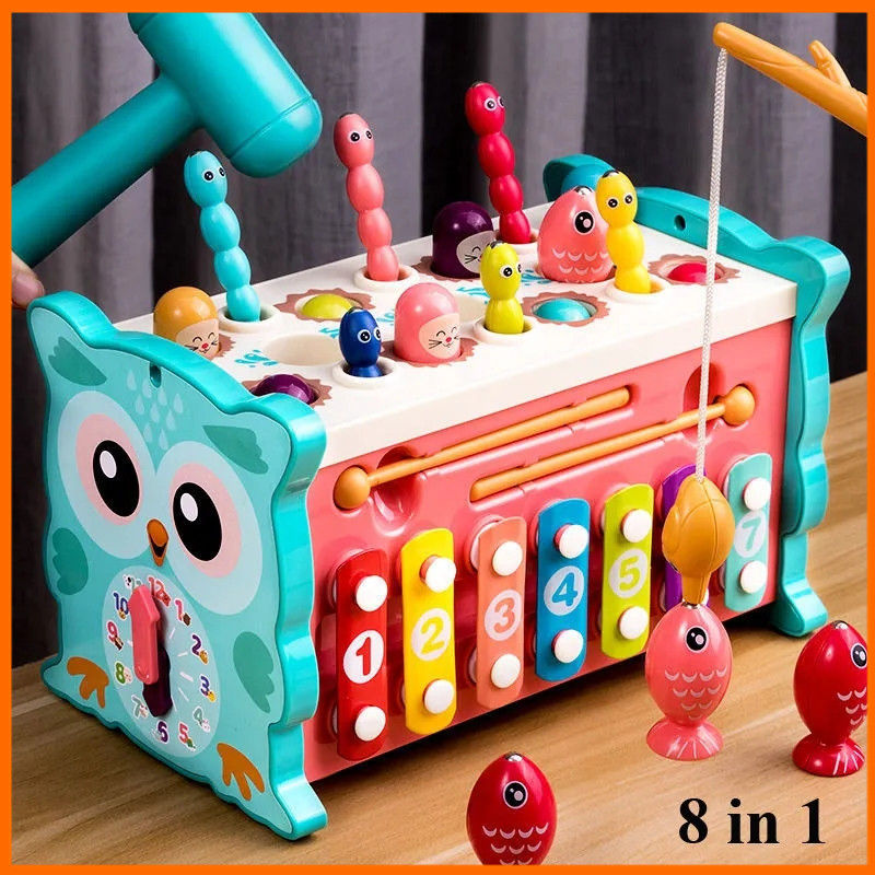 Montessori Owl Activity Cube – Magnetic Fishing & Educational Clock Toy