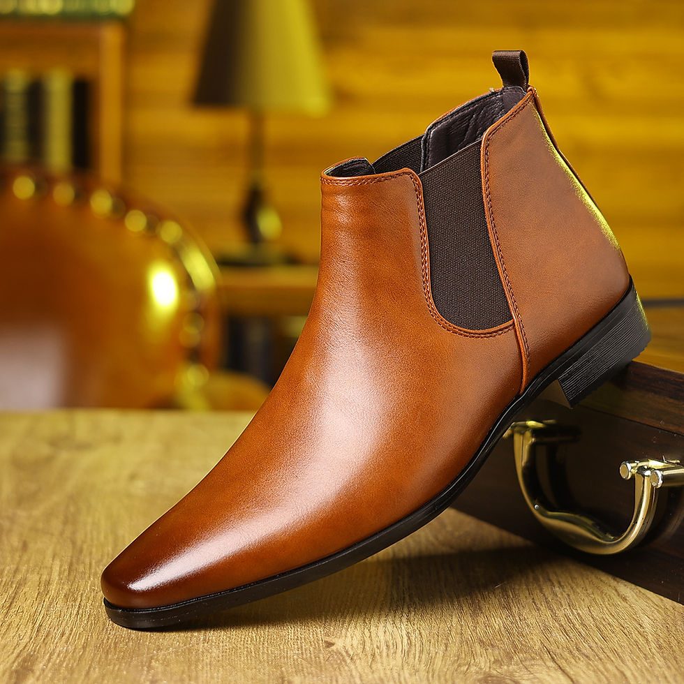 Thumbnail: Mens Chelsea Boots Genuine Leather Casual Autumn Thick Sole Shoes