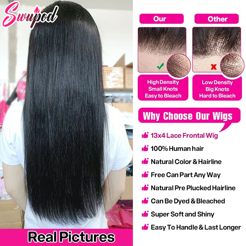 Thumbnail: 30-Inch Straight Remy Human Hair Wig – 250% Density HD Lace Frontal
