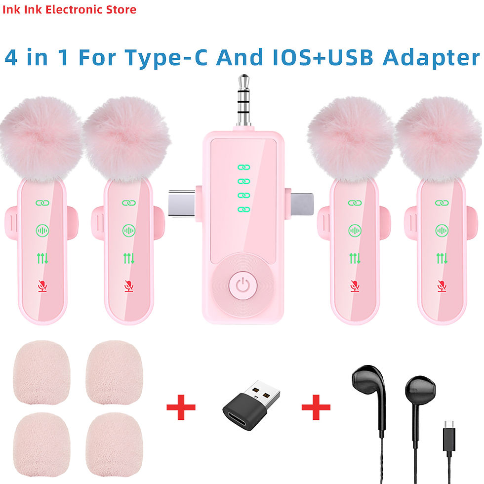 Thumbnail: Pink 4-Pack Wireless Lavalier Microphone with Noise Cancelling