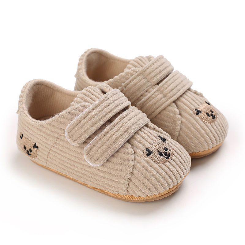 Thumbnail: Baby Cotton Shoes Apricot Bear Design Plush Lined Soft Sole Warm