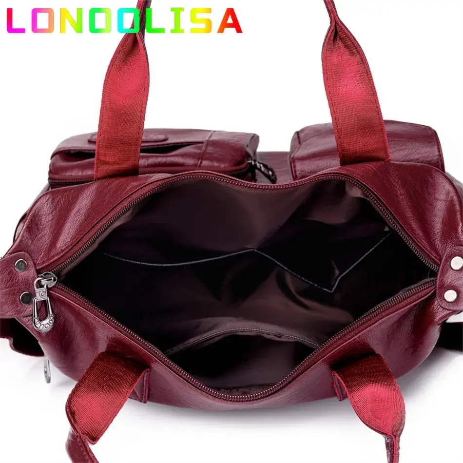 Thumbnail: Vintage Style Shoulder Bag for Women Leather Luxury Big Casual Tote Handbag