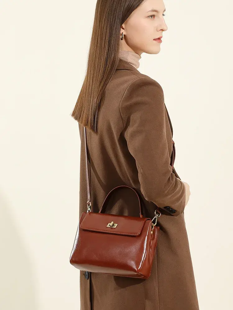 Thumbnail: High Quality Designer Cowhide Luxury Genuine Leather Handbag