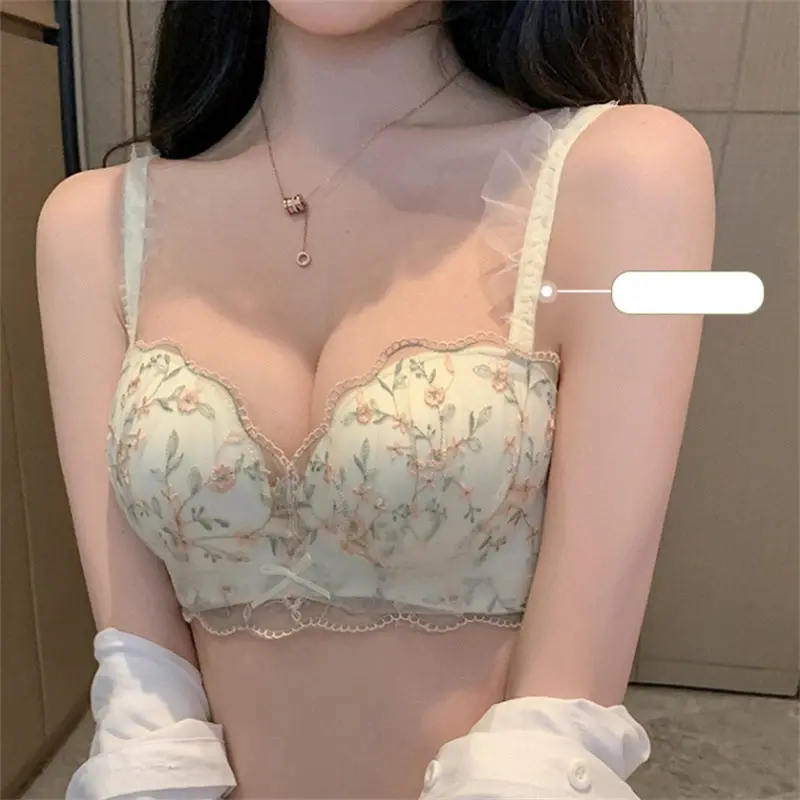 Thumbnail: Women’s Seamless Push Up Embossed Bra Wire-Free Anti-Sagging Underwear