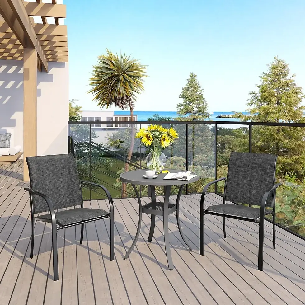 Thumbnail: Patio Dining Set with Square Table & 4 Stackable Chairs–Modern Outdoor Furniture
