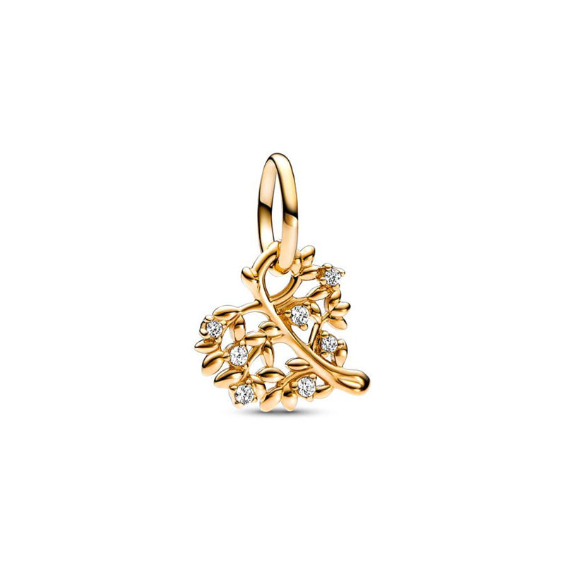 Thumbnail: Gold Lucky Heart Flower Dragon Snowflake Family Tree Charm Bead for Bracelet