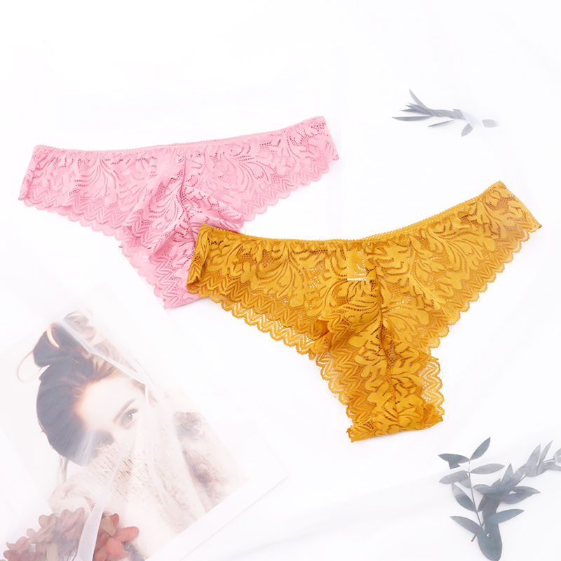 Thumbnail: Women Panties Ladies Briefs Ice Silk Sexy Lace Panties Seamless Underwear