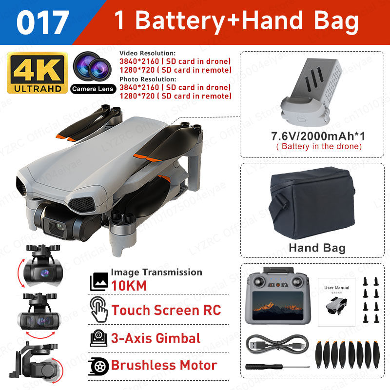 Thumbnail: GPS Drone 4K Camera with 3-Axis Gimbal & Touch Screen Remote