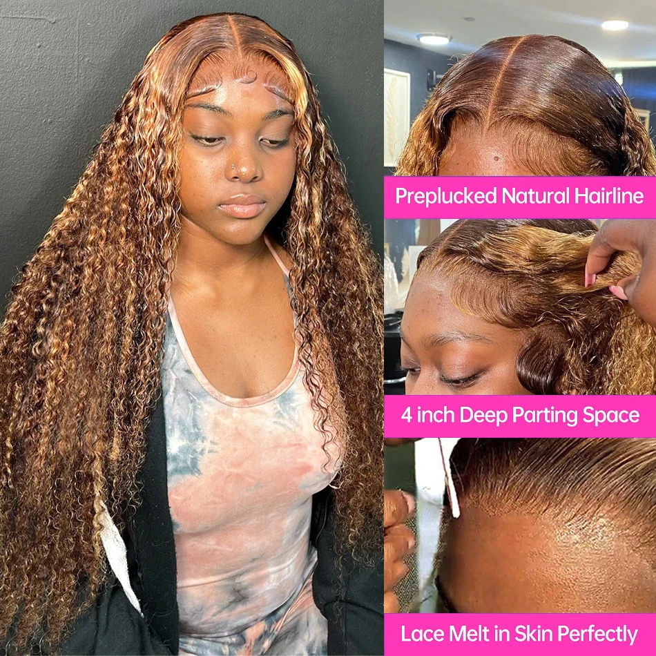 Thumbnail: Highlight Deep Curly 13x6/4x4 Glueless Lace Front Brazilian Wig