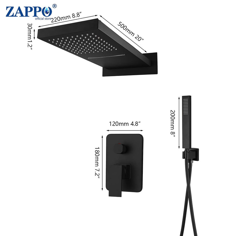 Thumbnail: Matte Black Luxury Bathroom Shower Faucet Set with Rainfall & Waterfall