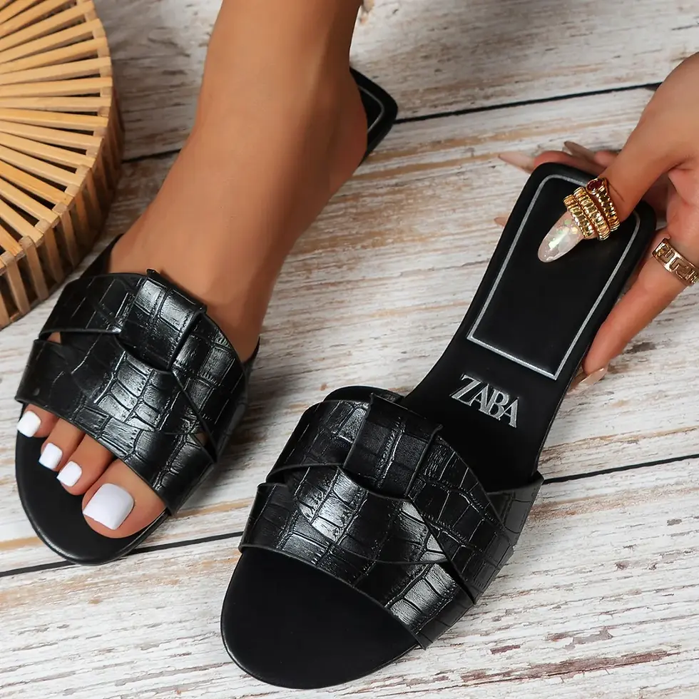 Thumbnail: Elegant Flat Slippers for Women with Casual Summer Style and Luxury Design