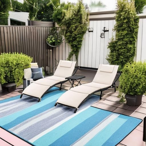 Thumbnail: 3-Piece Outdoor Adjustable Chaise Lounge Set with Table