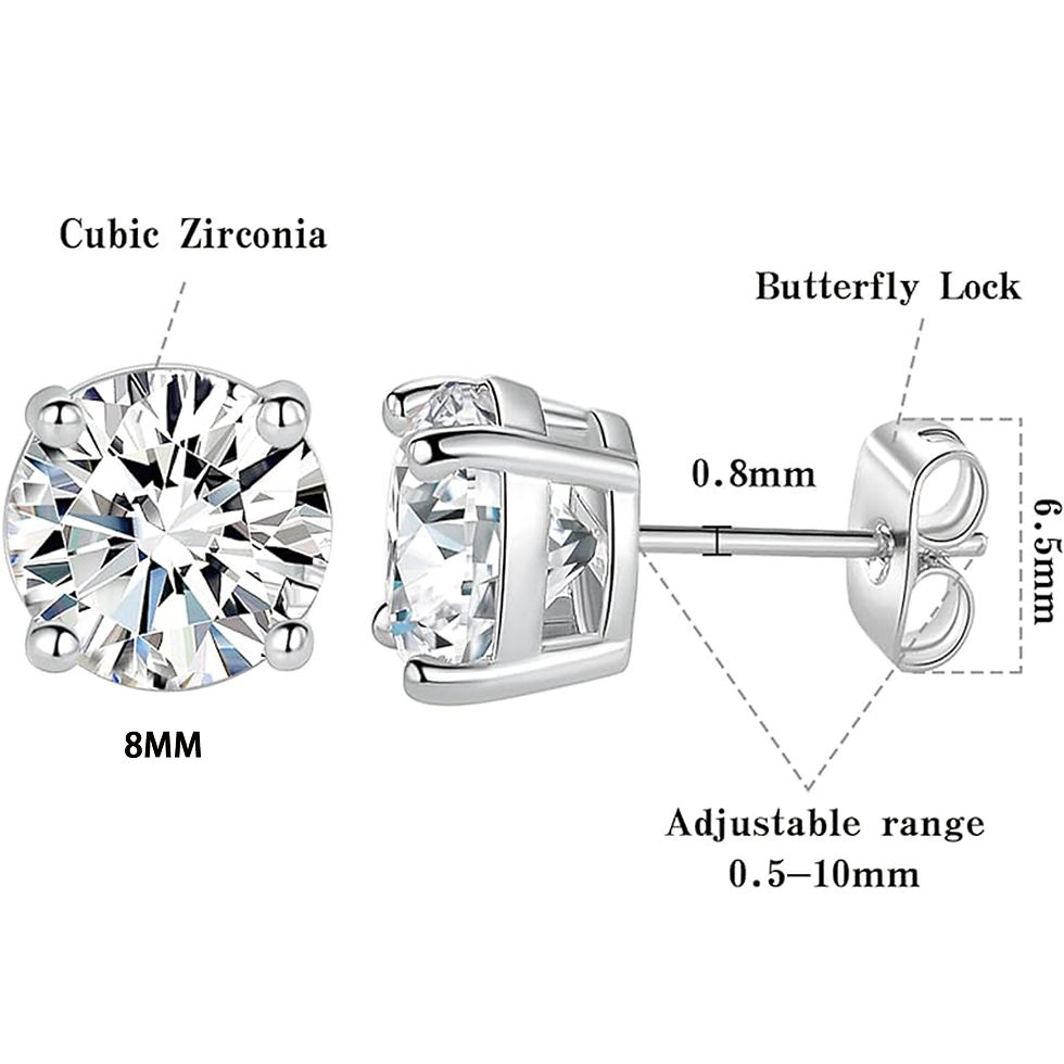 Thumbnail: Sterling Silver Moissanite Stud Earrings for Men & Women with Certification