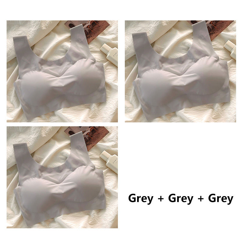 Thumbnail: 3PCS Ice Silk Sleep Bra Set for Women Seamless Wire Free Comfortable Sports Vest