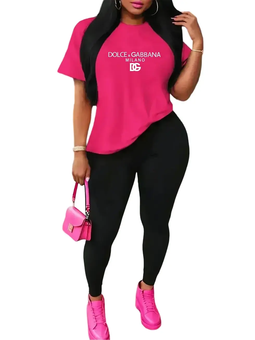 Thumbnail: Women’s Summer Jogger Pants and Crop Top Two Piece Tracksuit Set