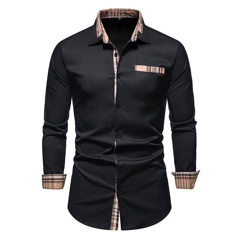 Thumbnail: Slim Fit Cotton Long Sleeve Casual Shirt for Men with Button Closure