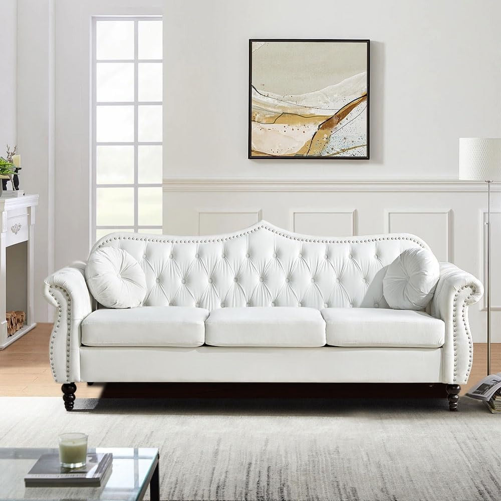 3-Seater Chesterfield Tufted Velvet Sofa for Living Room