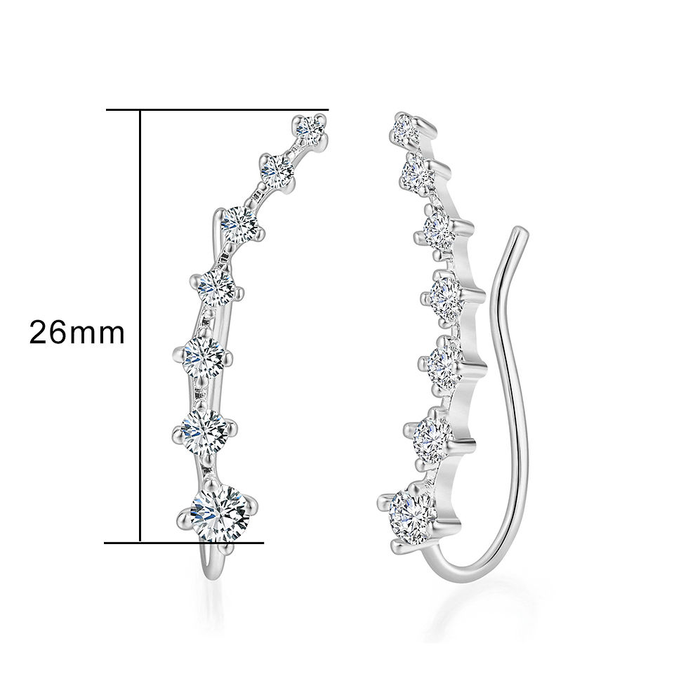 Thumbnail: Long Dipper Zircon Ear Hook Clip Earrings for Women – Trendy Gold & Platinum