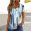 Thumbnail: Fashion Women’s V-Neck Striped Gradient T-Shirt – Short Sleeve Casual Top