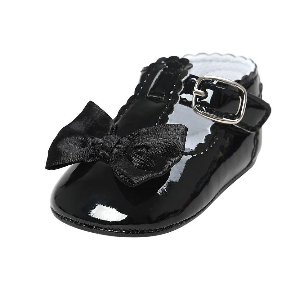 Thumbnail: PU Baby Girls Dress Shoes with Bow Rubber Sole Anti Slip