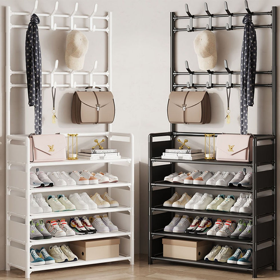 Thumbnail: DIY Shoe & Hat Rack – Floor-Standing Clothes Hanger Organizer, Dustproof Storage