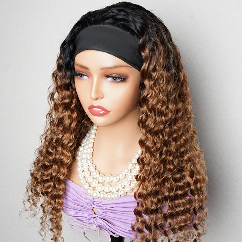Thumbnail: Deep Wave Headband Wig – 100% Human Hair, High Density Machine Made Wig