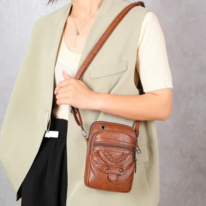 Thumbnail: Vintage Soft Leather Flap Shoulder Crossbody Bag for Women Purse