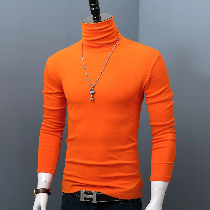 Thumbnail: Men's Dark Red Turtleneck Long Sleeve Stretch Tee