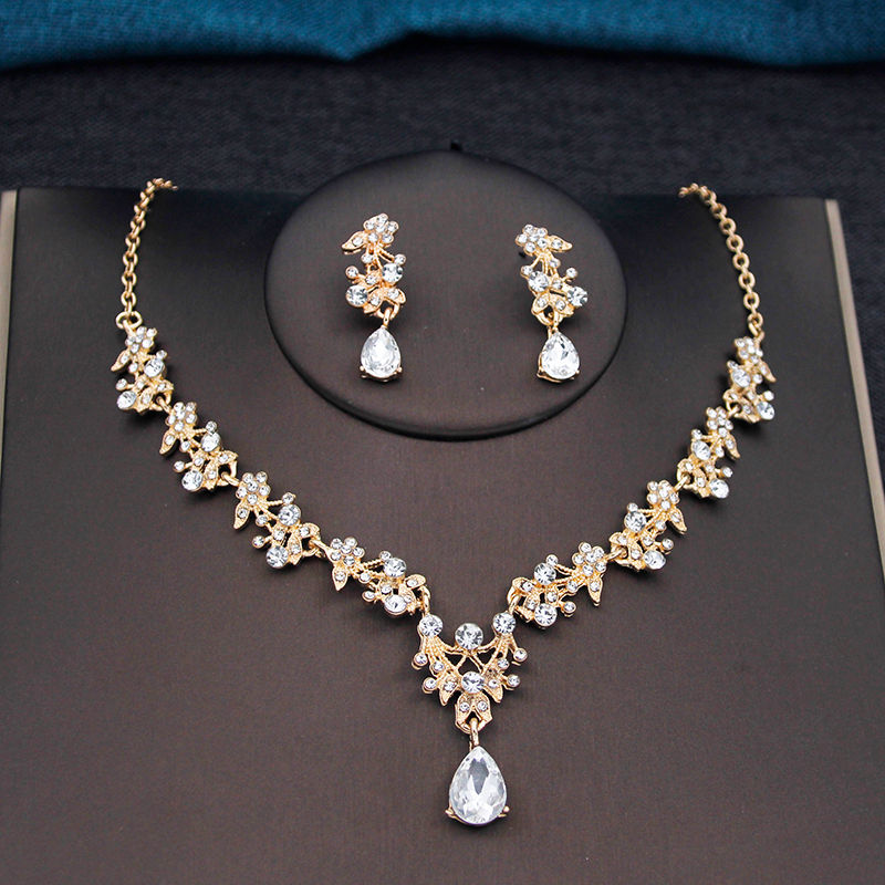 Thumbnail: Water Drop Bridal Jewelry Set for Women with 17 Color Choker Necklace