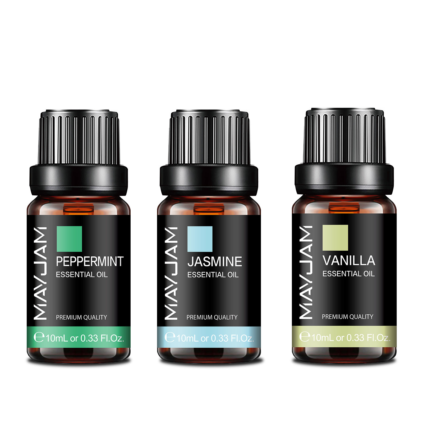 10ml Pure Essential Oil Set – Vanilla, Peppermint, Jasmine