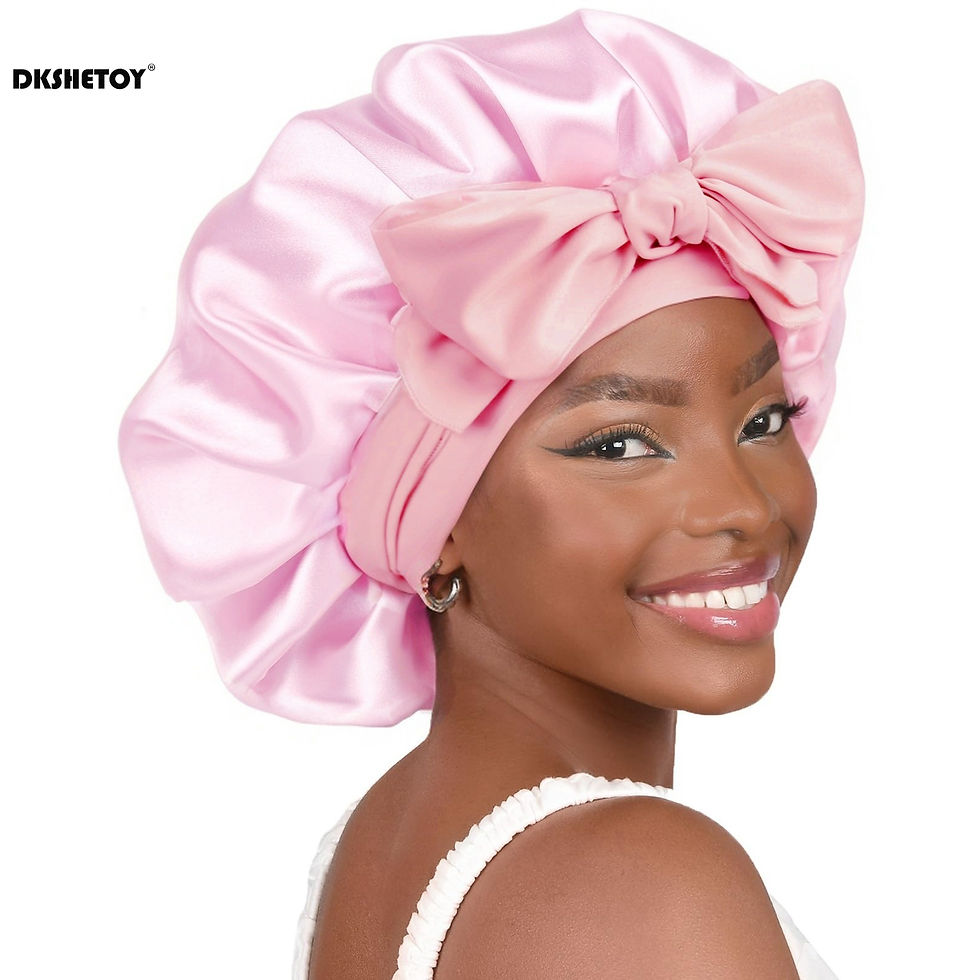 Thumbnail: Adjustable Soft Satin Bonnet – Silk Shower & Sleep Cap for Adults