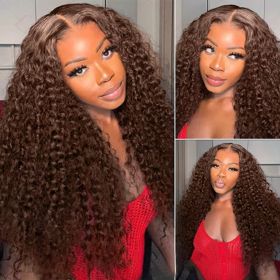Thumbnail: Chocolate Brown Curly HD Lace Front Wig – Brazilian Human Hair 13x4/13x6