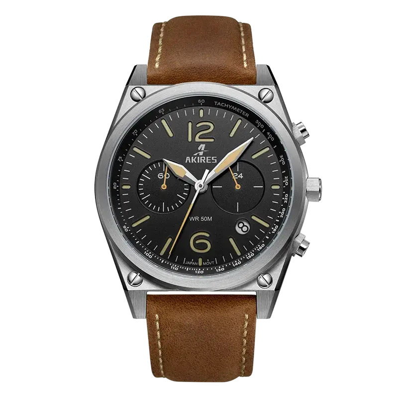 Thumbnail: Luxury Quartz Men’s Wrist Watch with Tachymeter & Leather Strap