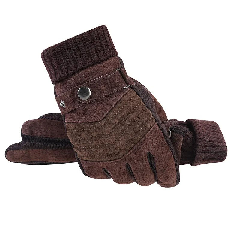 Thumbnail: Men’s Windproof Winter Cycling & Motorcycle Gloves – Leather Look, Warm Design