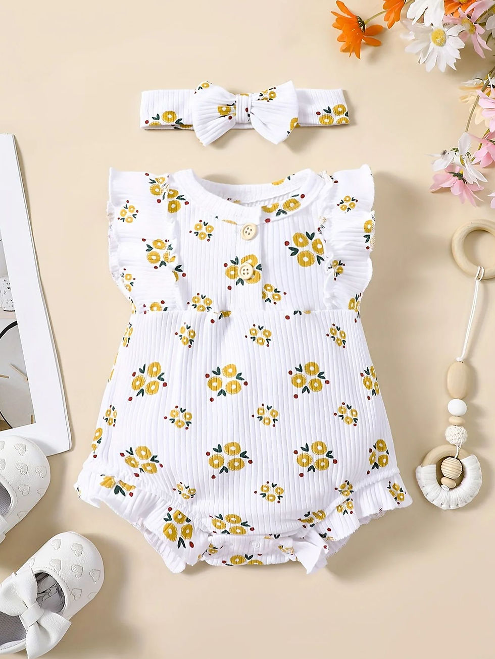 Thumbnail: 2PCS Summer Baby Girl Jumpsuit with Round Neck