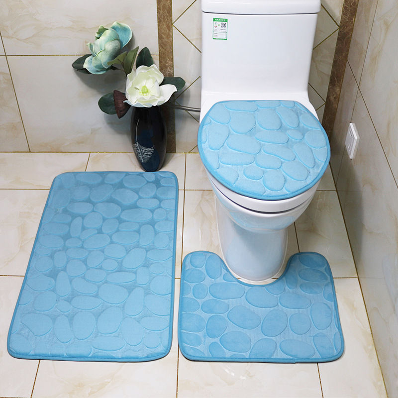 Thumbnail: 3-Piece Bathroom Rug Set – Non-Slip Microfiber Contour & Toilet Mats