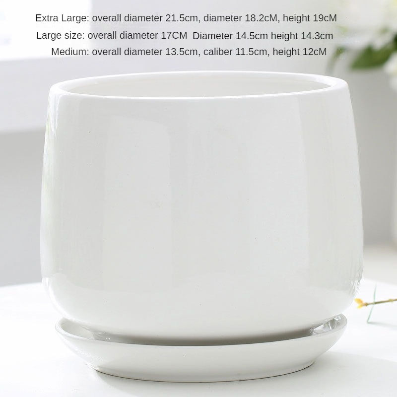 Thumbnail: Creative Large and Extra Large Ceramic Flowerpot with Tray for Home