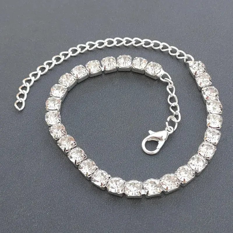 Thumbnail: Iced Out Bling White Tennis Chain Anklet Bracelets for Women