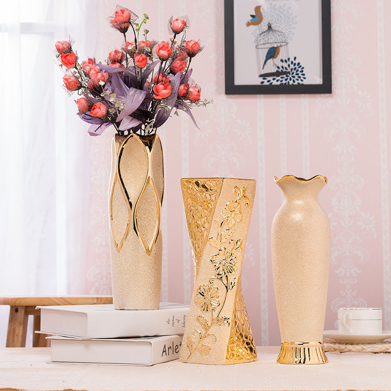 Thumbnail: Gold-Plated European Ceramic Vase for Luxury Home Tabletop Decor