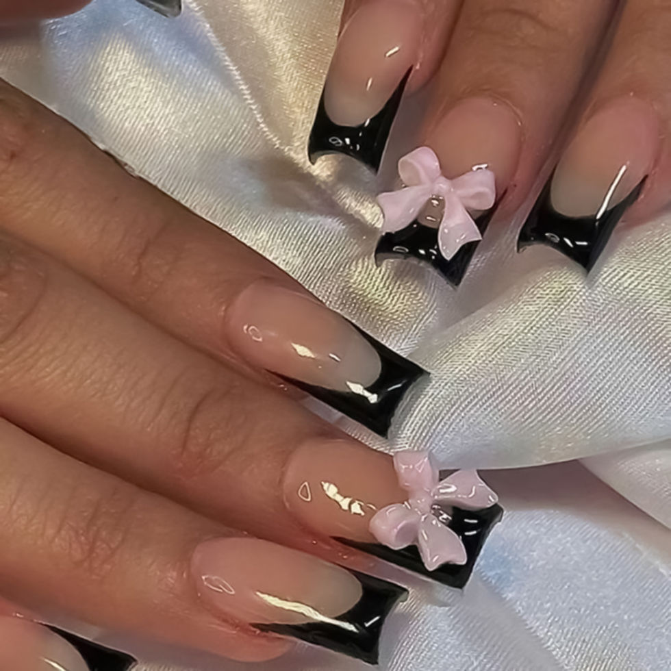 Thumbnail: White French Press On Nails Set with 3D Bowknot 24Pcs Full Cover Tips