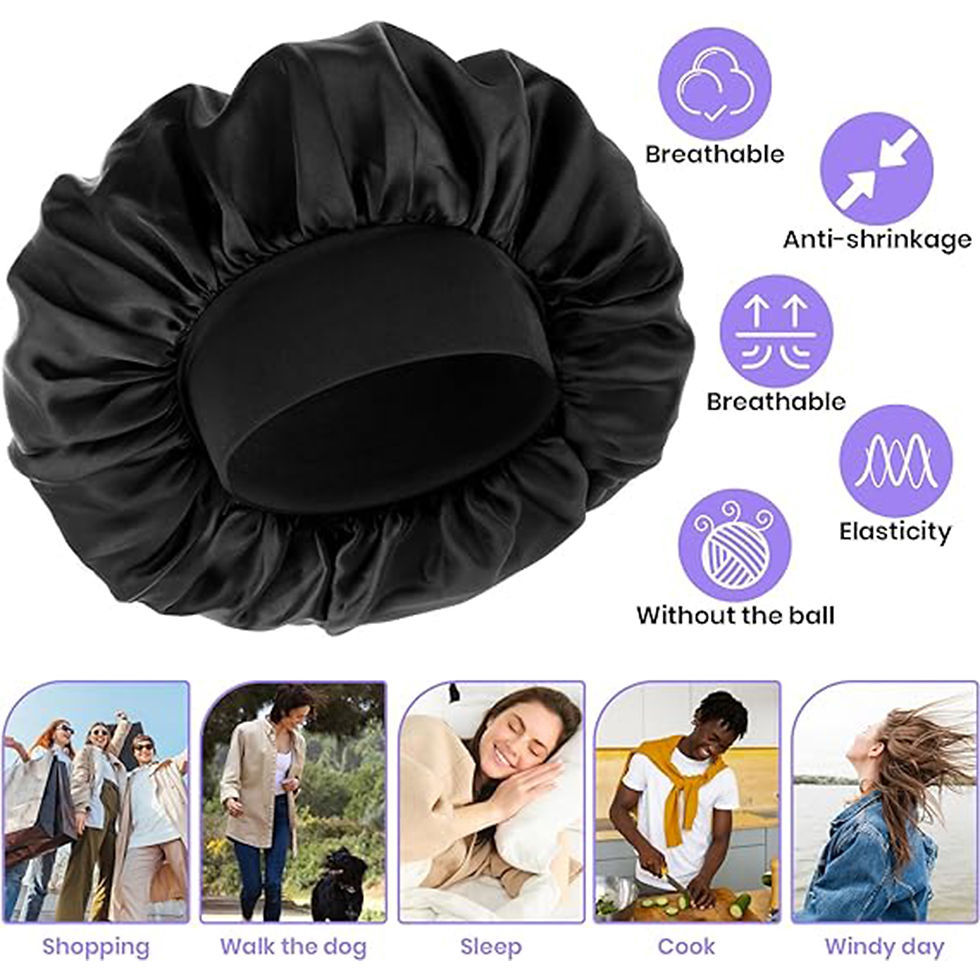 Thumbnail: 3pcs Women's Wide Edge Silk Bonnet – Breathable Casual Sleep Caps