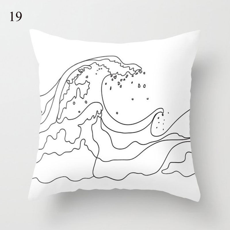 Thumbnail: Nordic Abstract Line Portrait Decorative Pillow Cover for Sofa & Bed