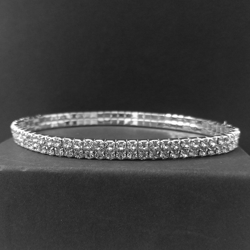 Thumbnail: Gold & Silver Plated Crystal Cuban Link Anklet Set
